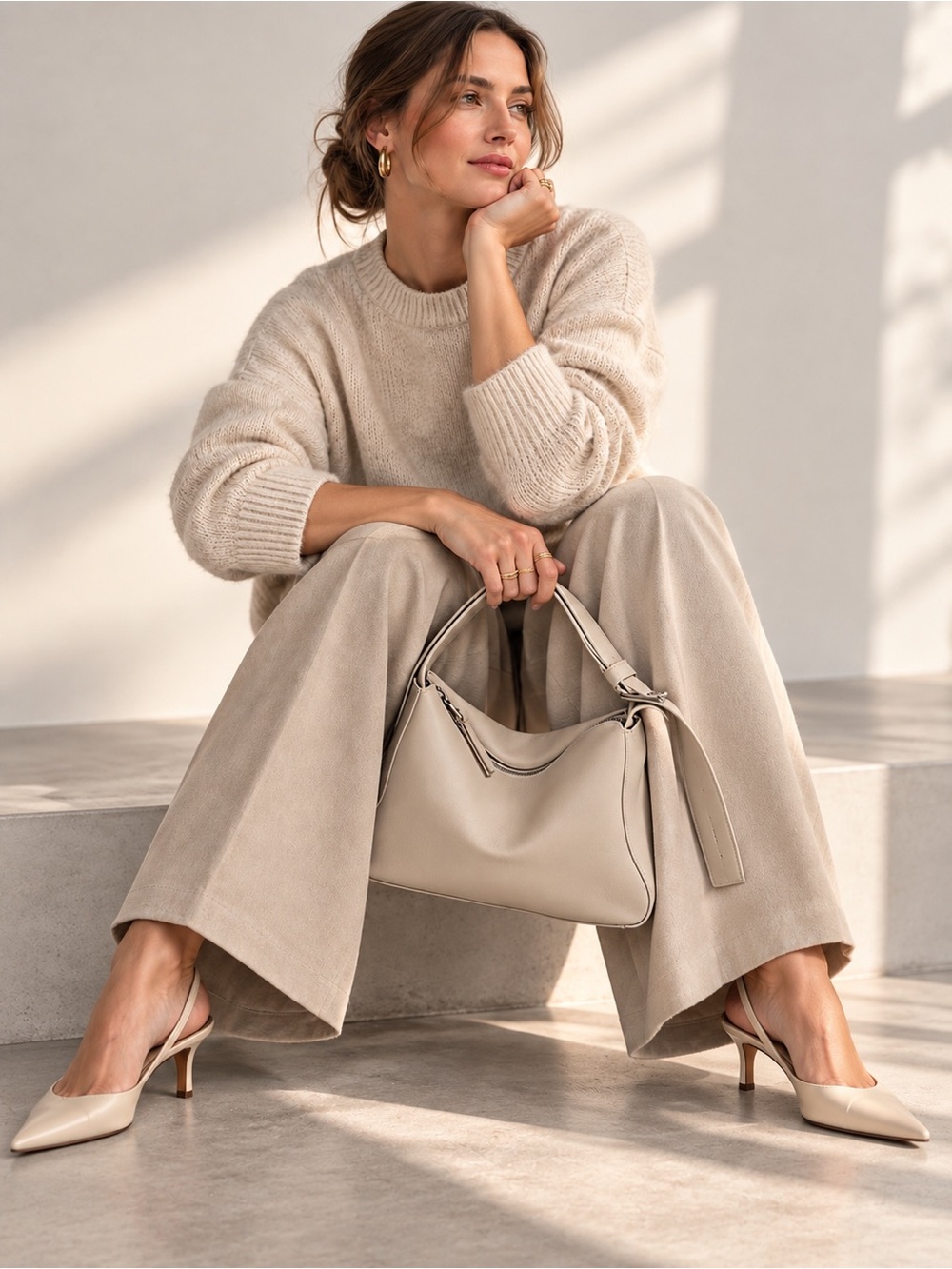 NWT Napa Leather Bag | Chalk